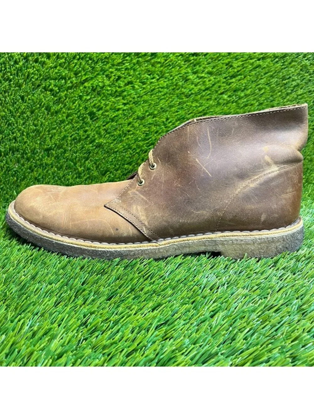 Clarks Originals Mens Size 12 Brown Classic Outdoor Leather Lace Up Desert Boots